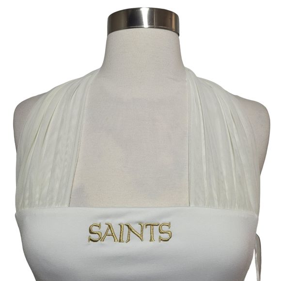 All Sport Couture White New Orleans Saints Football Fan Gear Halter Top Size XS - Picture 2 of 8